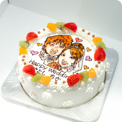 似顔絵ケーキ（人物１体・フォトスタンド付き）【6号・18cm／6~8名様用】