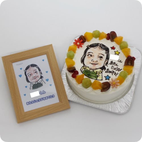 似顔絵ケーキ（人物１体・フォトスタンド付き）【6号・18cm／6~8名様用】