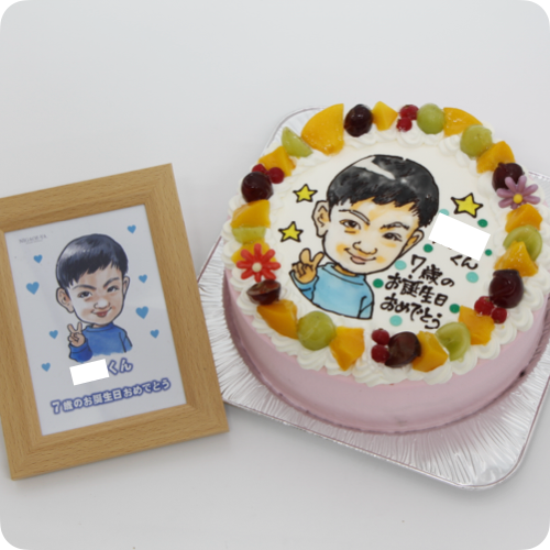 似顔絵ケーキ（人物１体・フォトスタンド付き）【6号・18cm／6~8名様用】