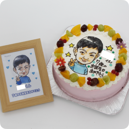 似顔絵ケーキ（人物１体・フォトスタンド付き）【6号・18cm／6~8名様用】