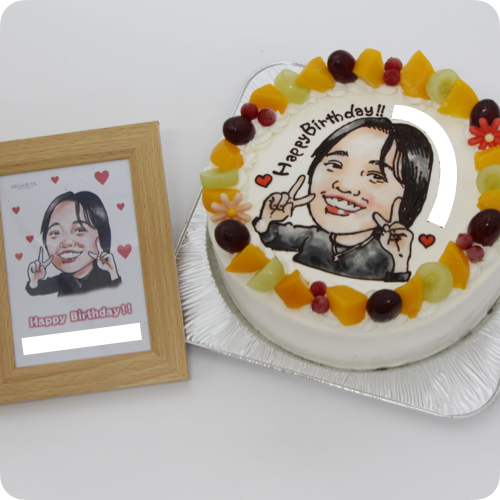 似顔絵ケーキ（人物１体・フォトスタンド付き）【6号・18cm／6~8名様用】