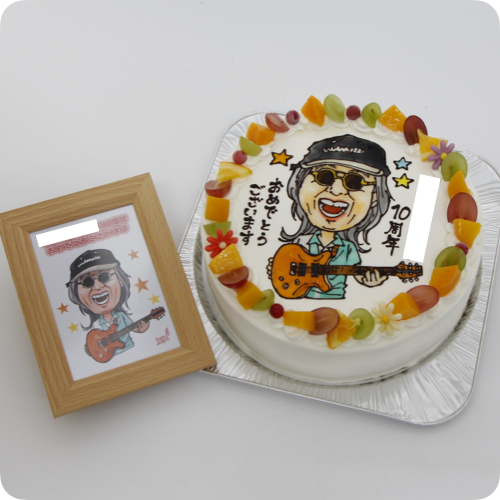 似顔絵ケーキ（人物１体・フォトスタンド付き）【6号・18cm／6~8名様用】