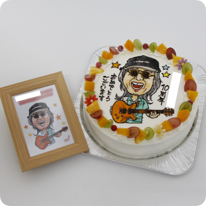 似顔絵ケーキ（人物１体・フォトスタンド付き）【6号・18cm／6~8名様用】
